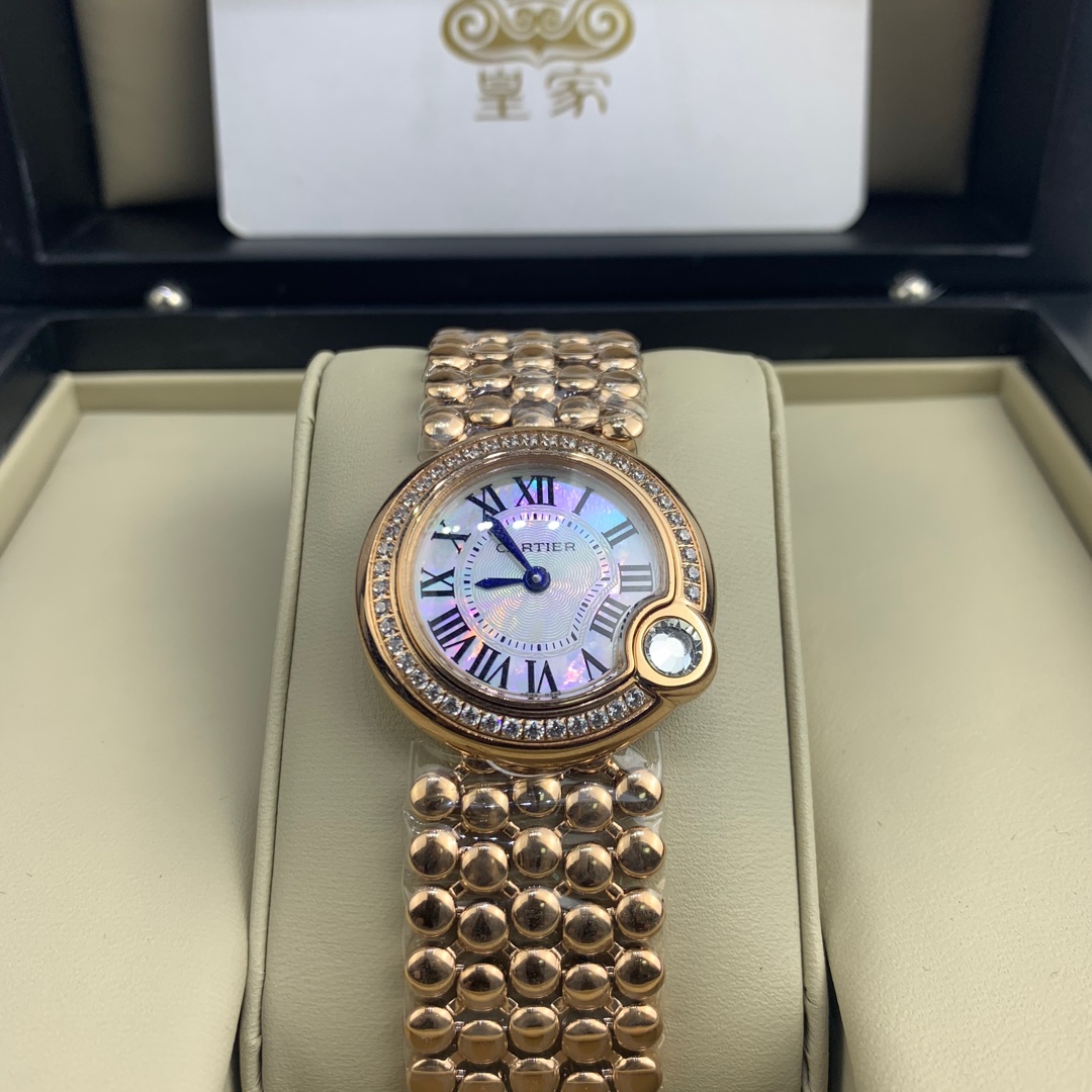 Cartier 皇家 卡地亚白气球全玫瑰金女表腕表