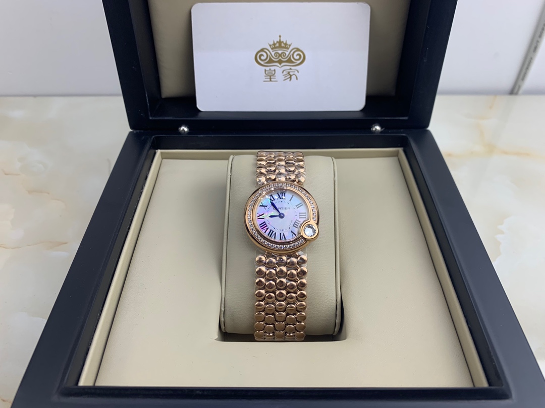 Cartier 皇家 卡地亚白气球全玫瑰金女表腕表
