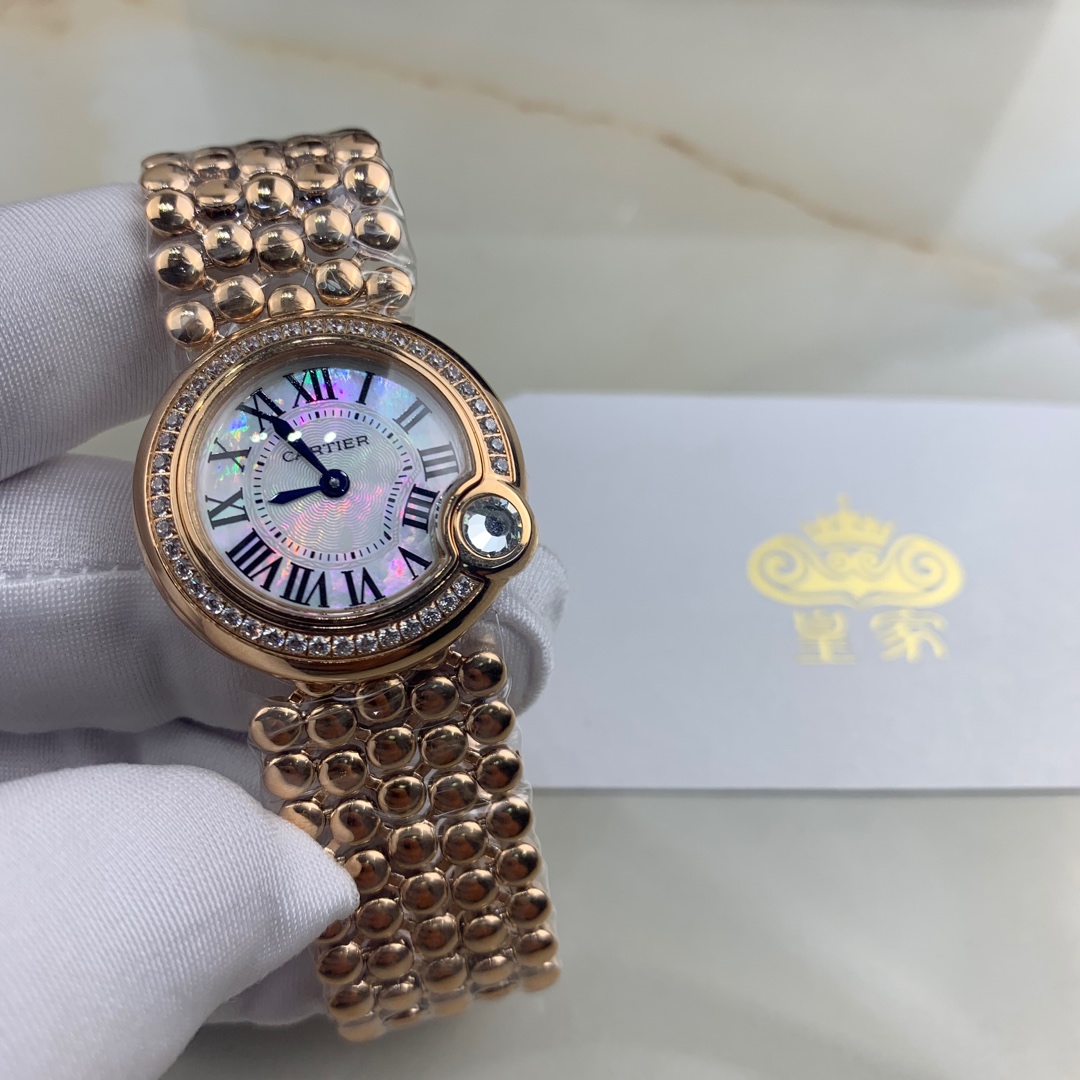Cartier 皇家 卡地亚白气球全玫瑰金女表腕表