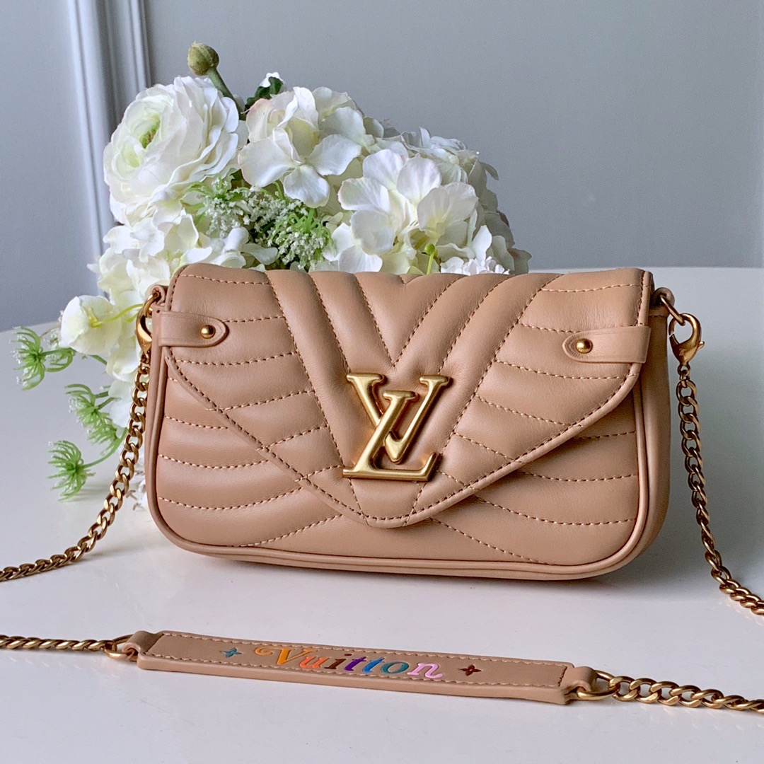 Louis Vuitton LV New Wave Crossbody & Shoulder Bags Apricot Color Calfskin Cowhide Fashion Chains M63956