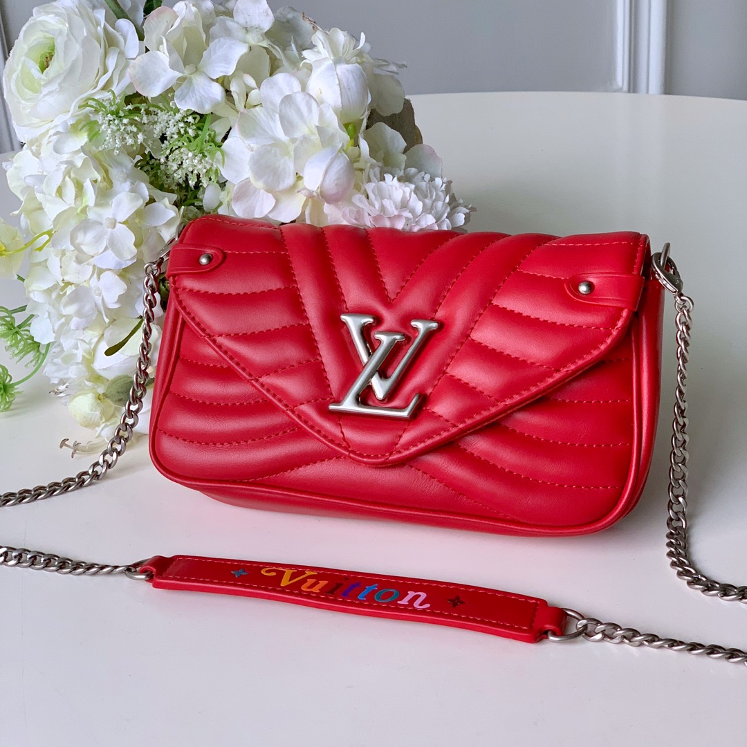 Louis Vuitton LV New Wave Crossbody & Shoulder Bags Red Calfskin Cowhide Fashion Chains M63956
