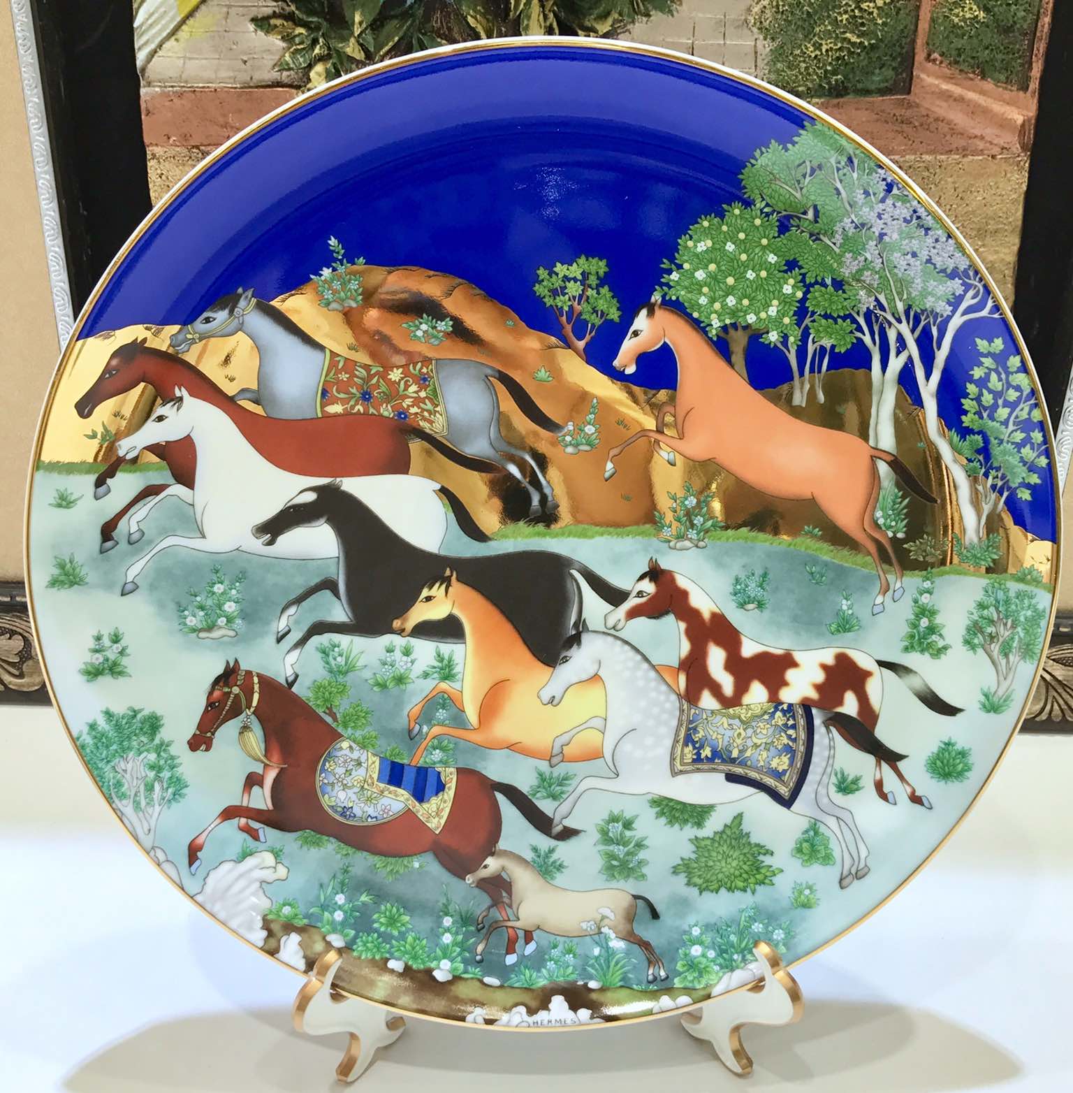 Hermes Cheval d'Orient Dessert Plate - 12 Inch Porcelain Display