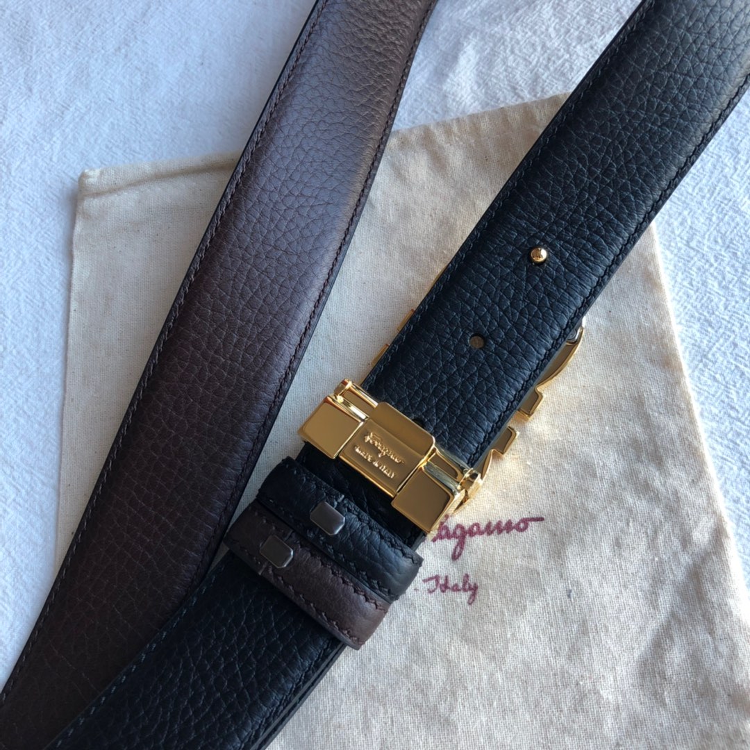 Ferragamo菲拉格慕   Gancini扣饰男士3.5cm腰带
