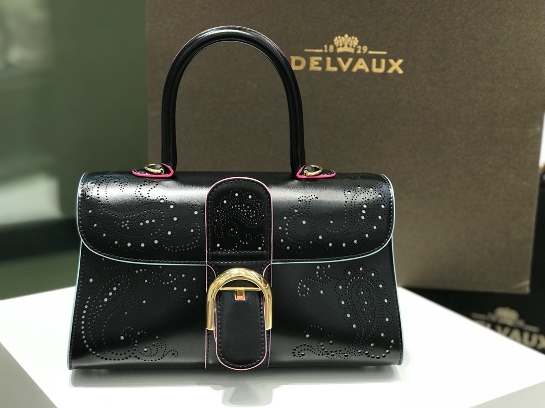 Delvaux Aaaaa
 Borse Borsette Nero Incisione Cashmere Tessitura Collezione Primavera/Estate Vintage Mini