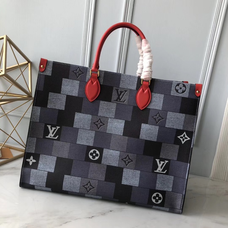 Louis Vuitton LV Onthego Bags Handbags Blue Grid Printing Mini