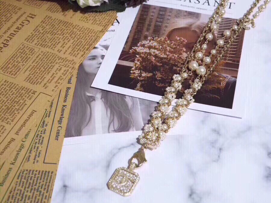  chanel 毛衣链，双层金色毛衣链配吊坠！ 正品1万+官网材质，黄铜➕施华洛珠子