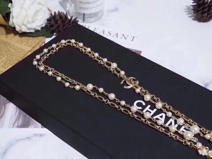  chanel 毛衣链，双层金色毛衣链配吊坠！ 正品1万+官网材质，黄铜➕施华洛珠子