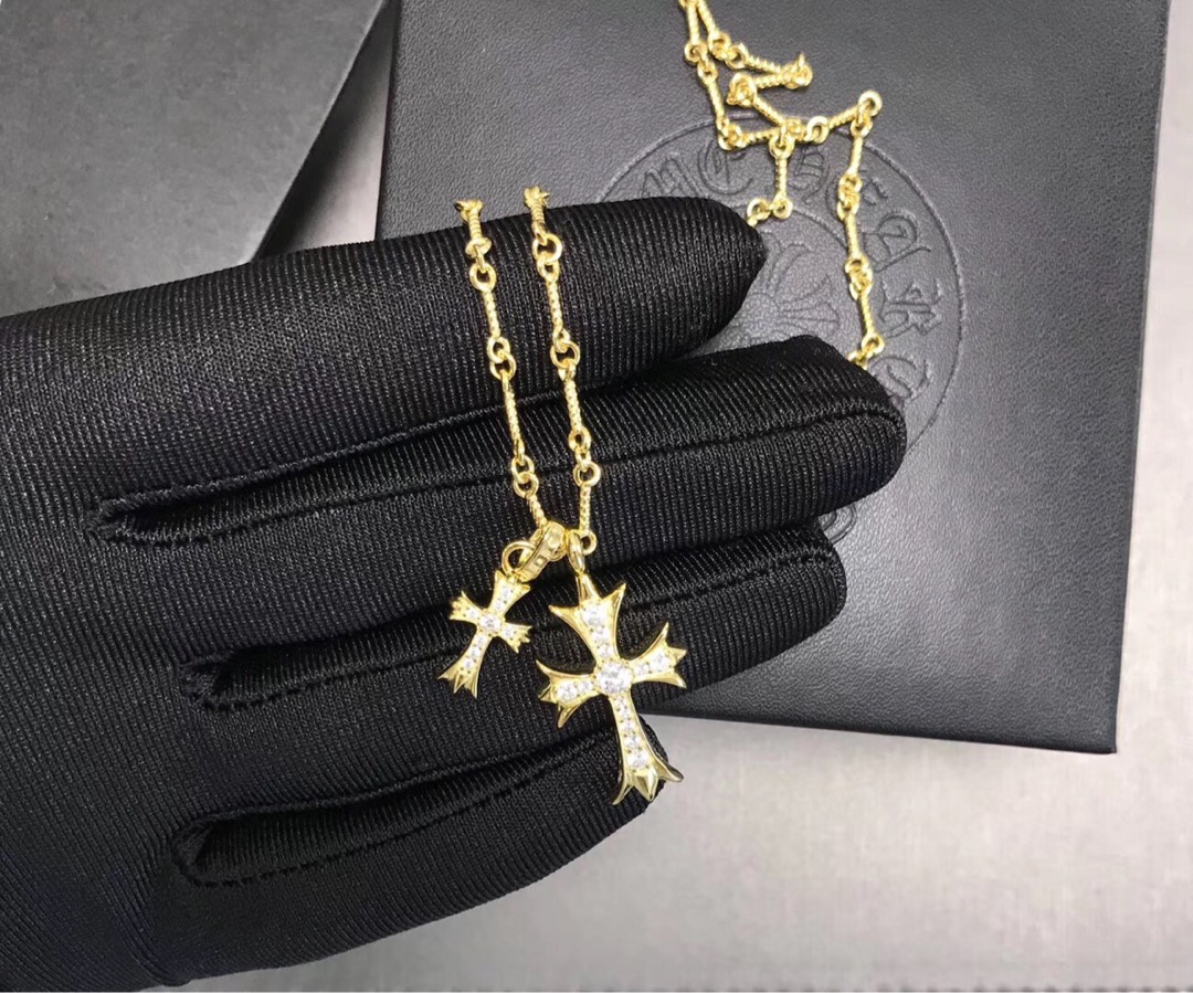 Chrome Hearts Chrome He@rts 克罗心双金色十字架项链， 开发，细节完美