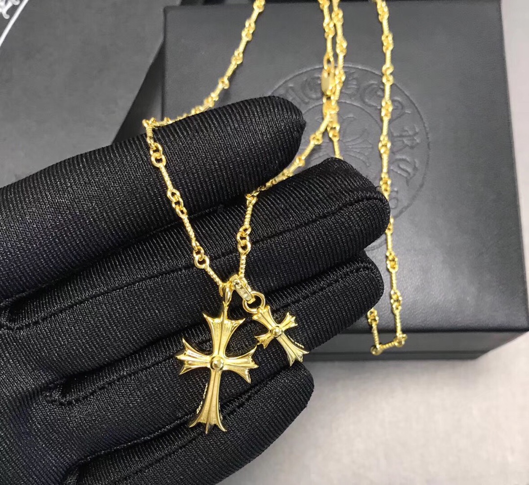 Chrome Hearts Chrome He@rts 克罗心双金色十字架项链， 开发，细节完美