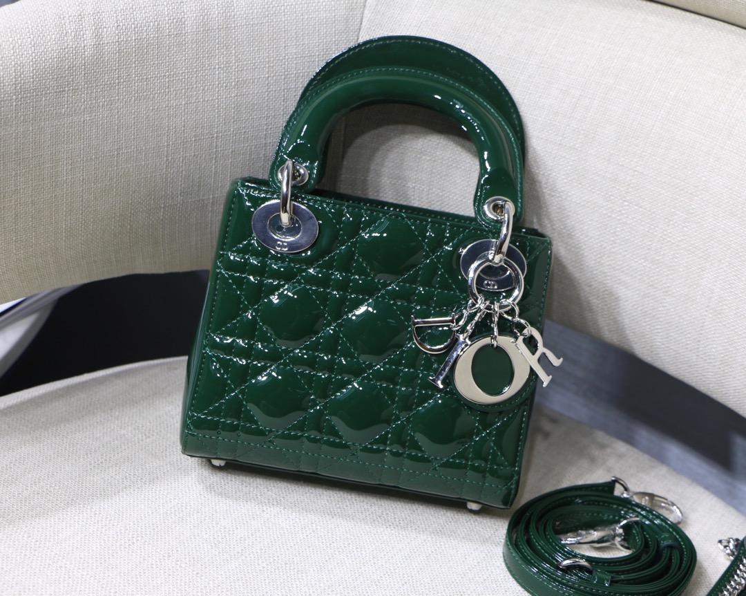 Lady Dior Mini 3-Compartment Patent Calfskin with Double Chain Adjustable Strap