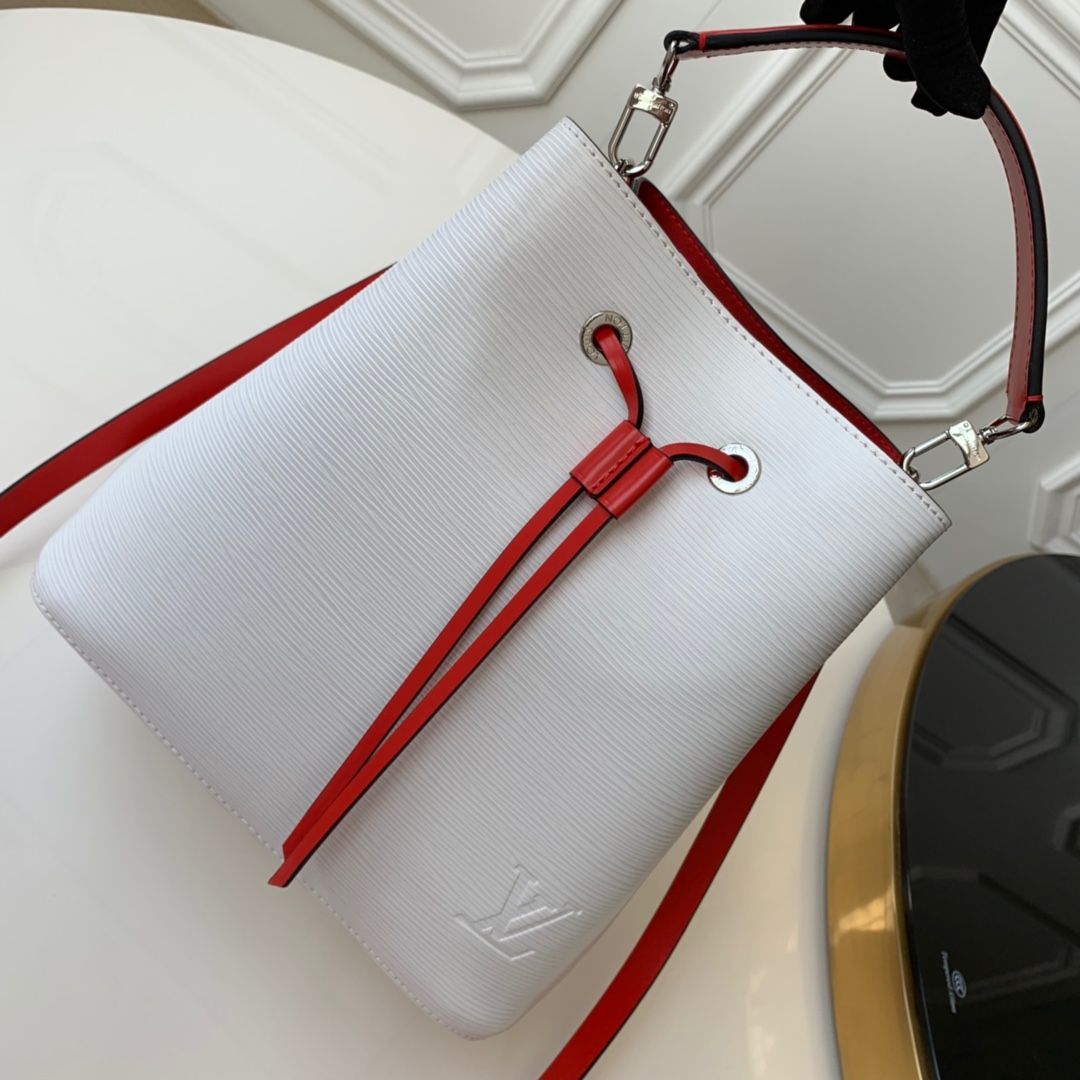 Louis Vuitton LV NeoNoe Handbags Bucket Bags Black White Epi Cowhide M54369