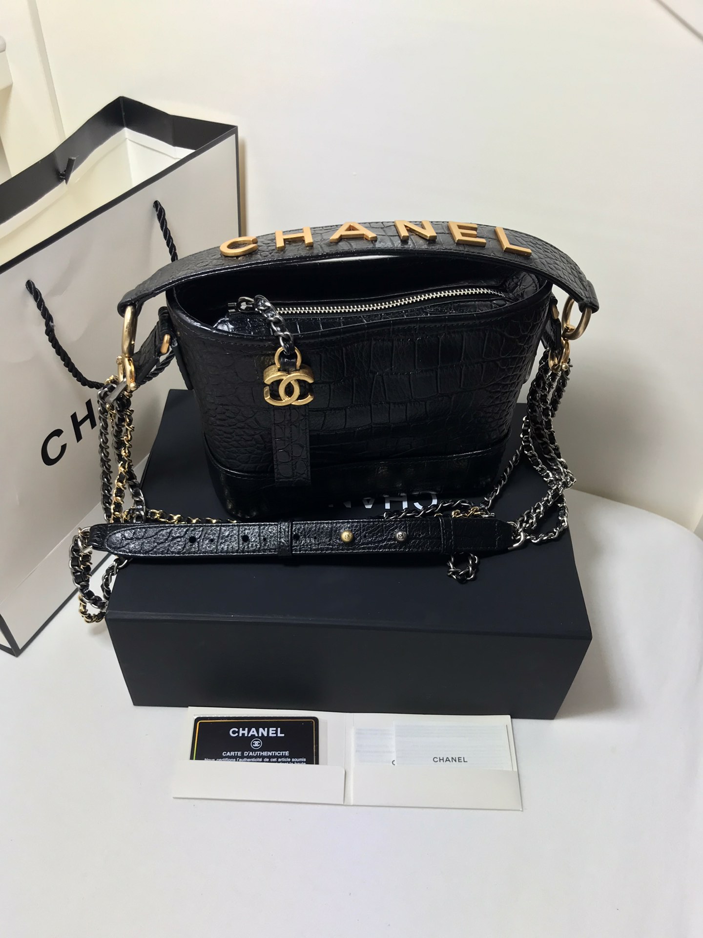 💕💞91810 Patrón de cocodrilo negro Métiers d’Art2019 París-Nueva York Egipto Serie Nueva York nuevo bolso hobo Gabriel…