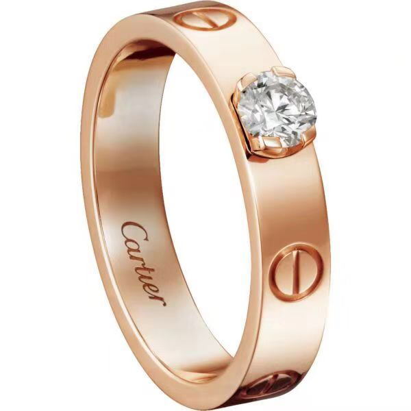 NO:101349,Cartier ring Classic four-claw single-main diamond couple ring CNC fine sculpture replica high version Rose gold Platinum Cartier ring Cartier ring19860909卡地亚戒指 经典四爪单主钻情侣戒指 CNC精雕复刻高版本 玫瑰金 白金,卡地亚戒指,cartier,ring,Jewelry