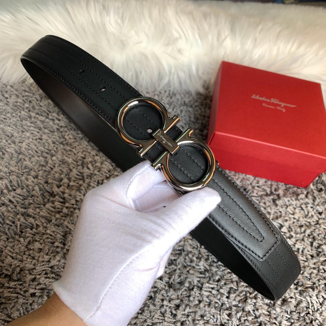 [Ferragamo Belts]Fira 3.5 Classic Series Double-sided high-quality leather cou