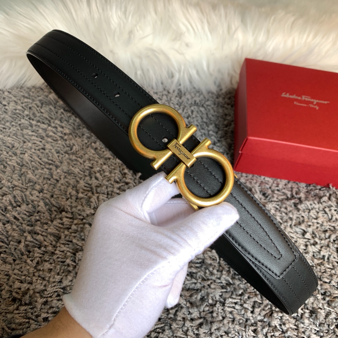 [Ferragamo Belts]Fira 3.5 Classic Series Double-sided high-quality leather is