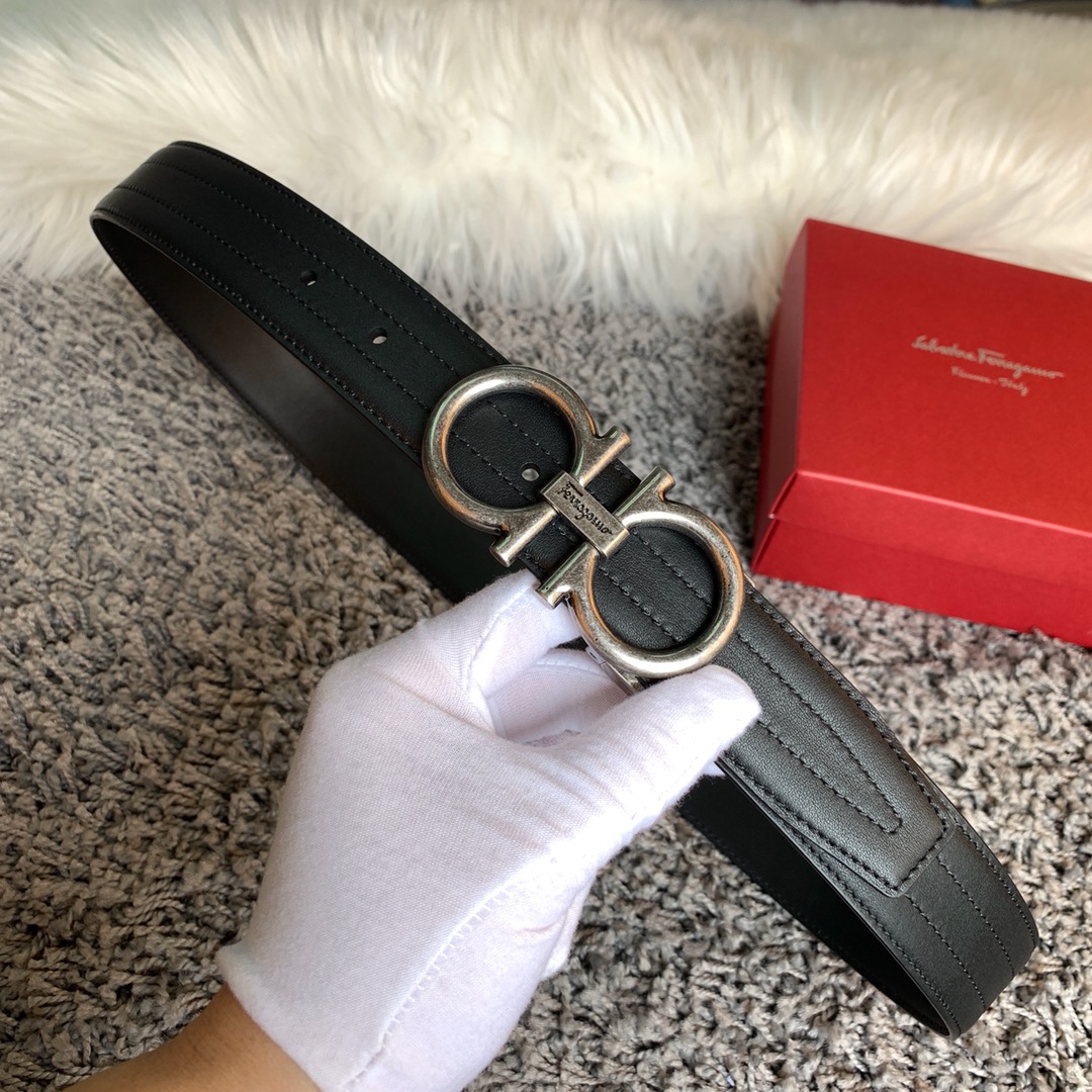 [Ferragamo Belts]Fira 3.5 Classic Series Double-sided high-quality leather cou