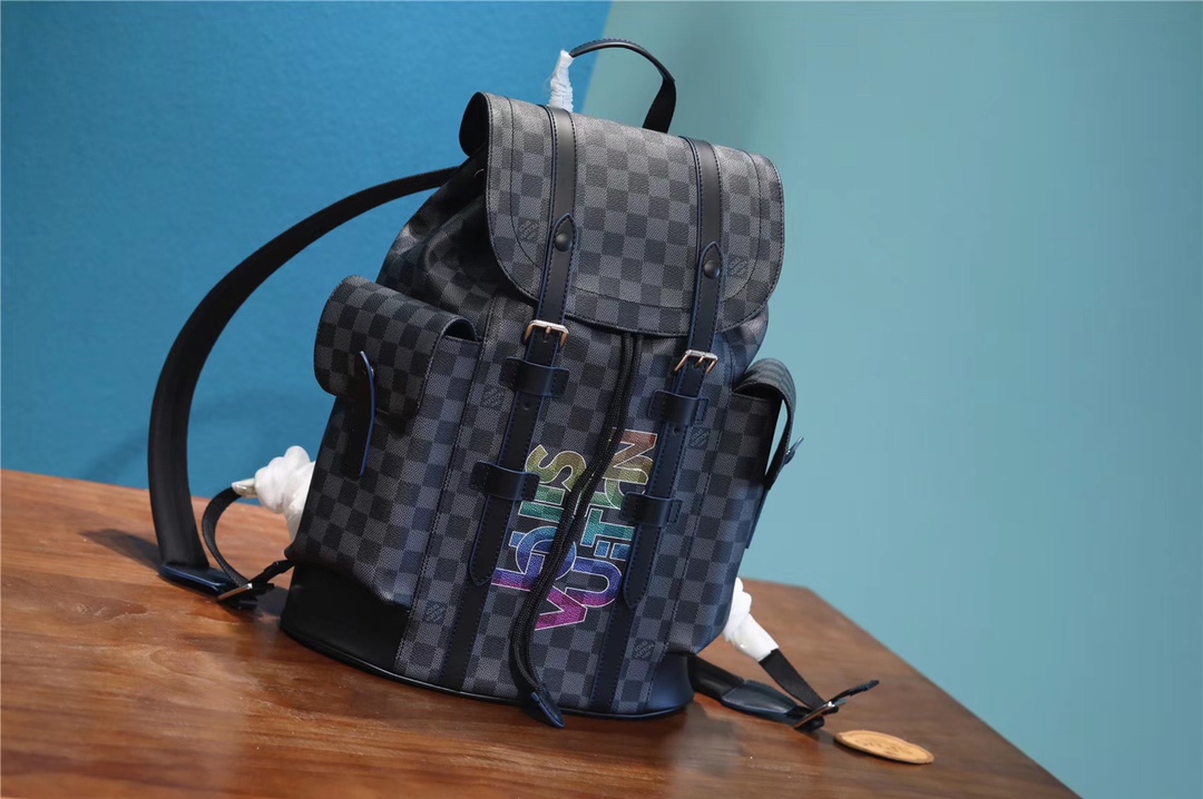 Louis Vuitton LV Christopher Bags Backpack Black Grid Men N41379