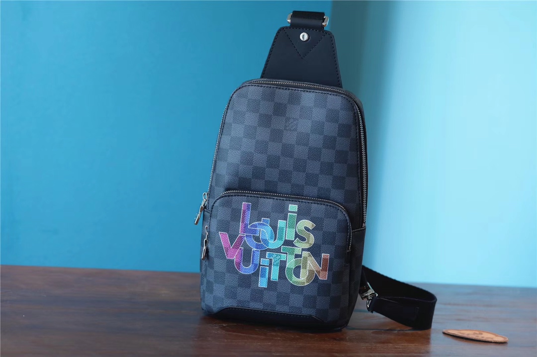 Louis Vuitton LV Avenue Belt Bags & Fanny Packs Crossbody & Shoulder Bags Black Grid Men Damier Graphite Canvas Casual N41719