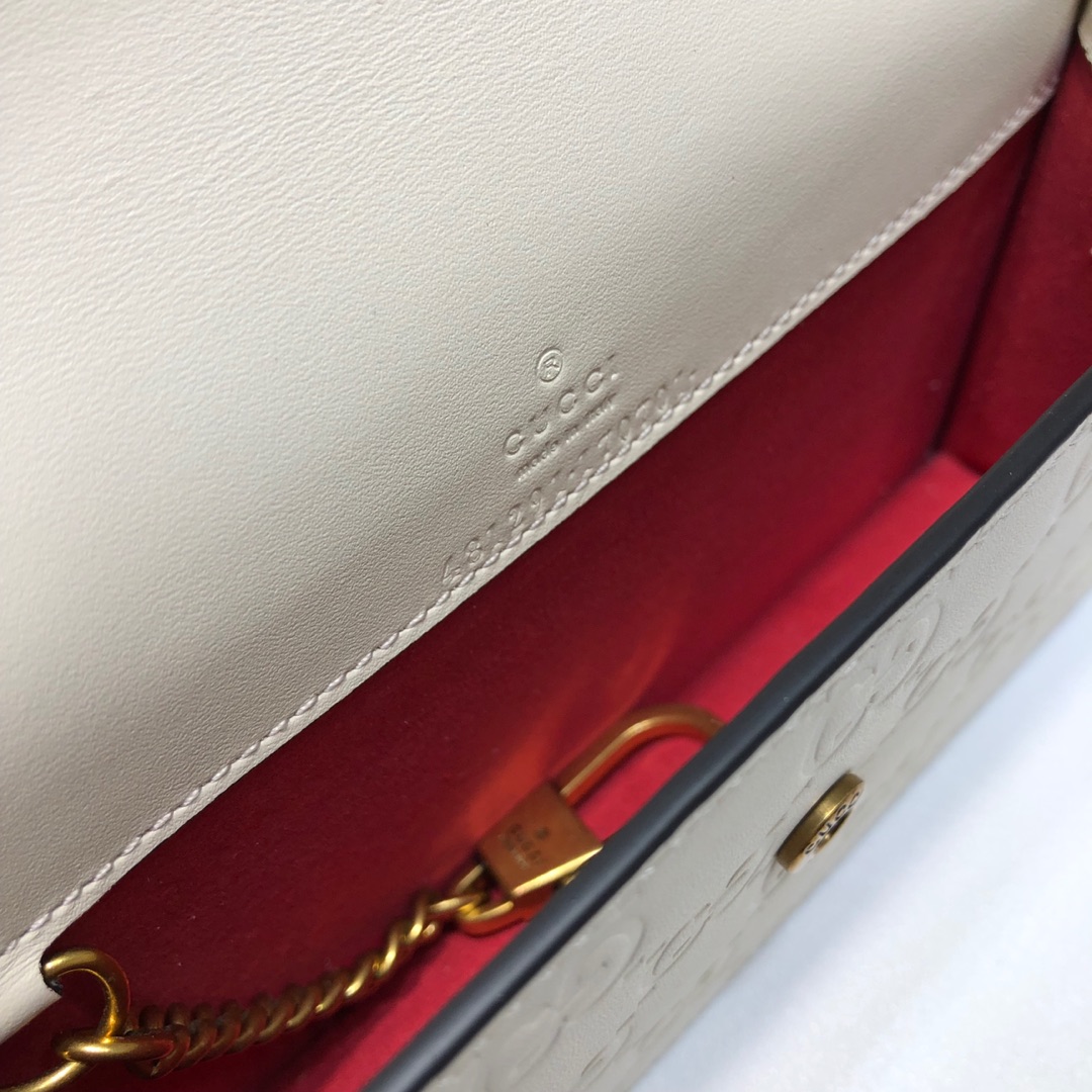 GUCCI古驰皮革双G压印饰樱桃单肩斜挎迷你包481291