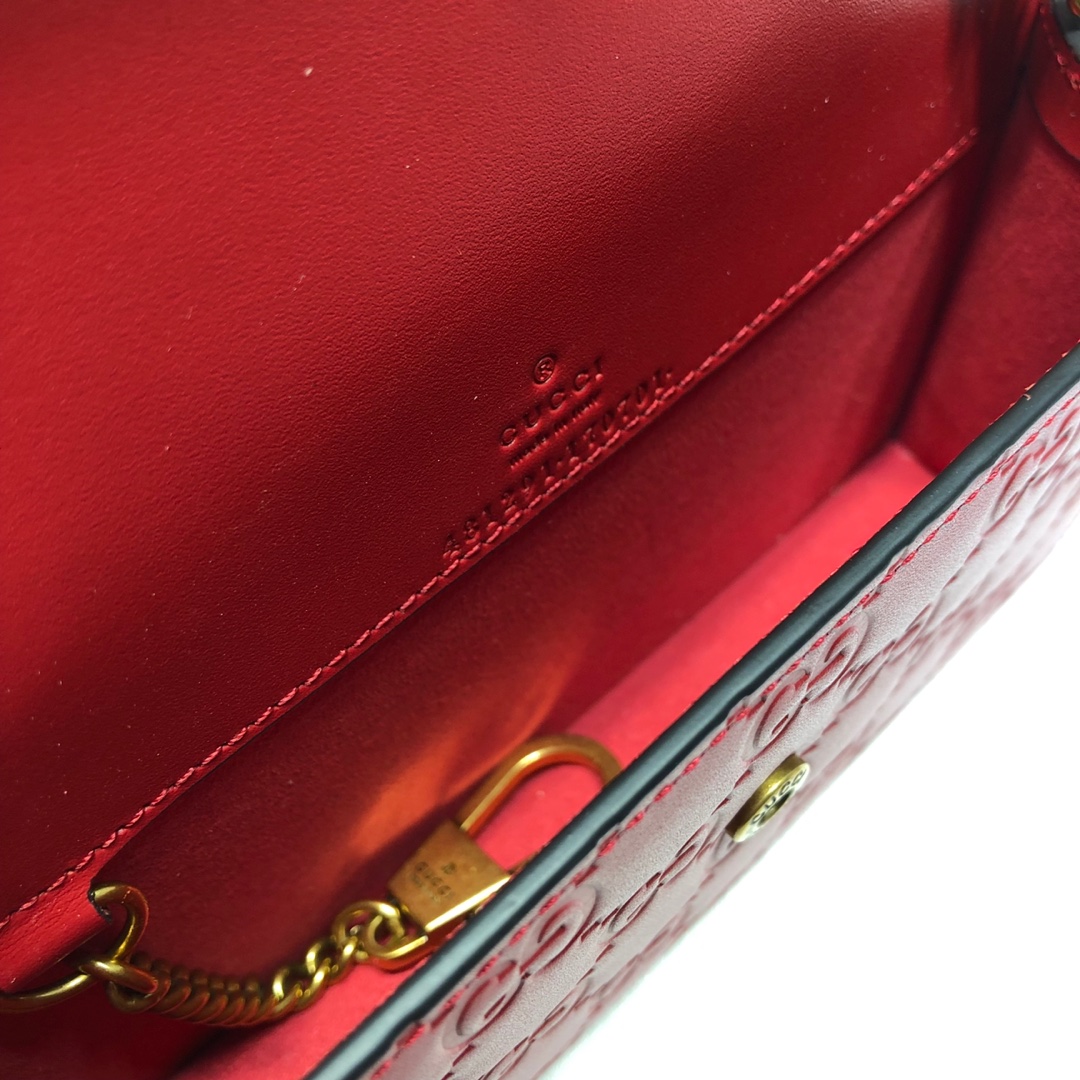 GUCCI古驰皮革双G压印饰樱桃单肩斜挎迷你包481291