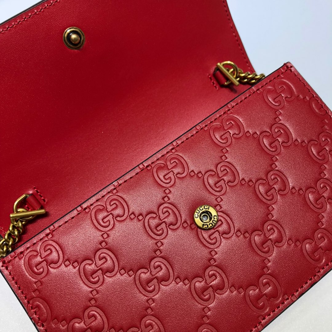 GUCCI古驰皮革双G压印饰樱桃单肩斜挎迷你包481291