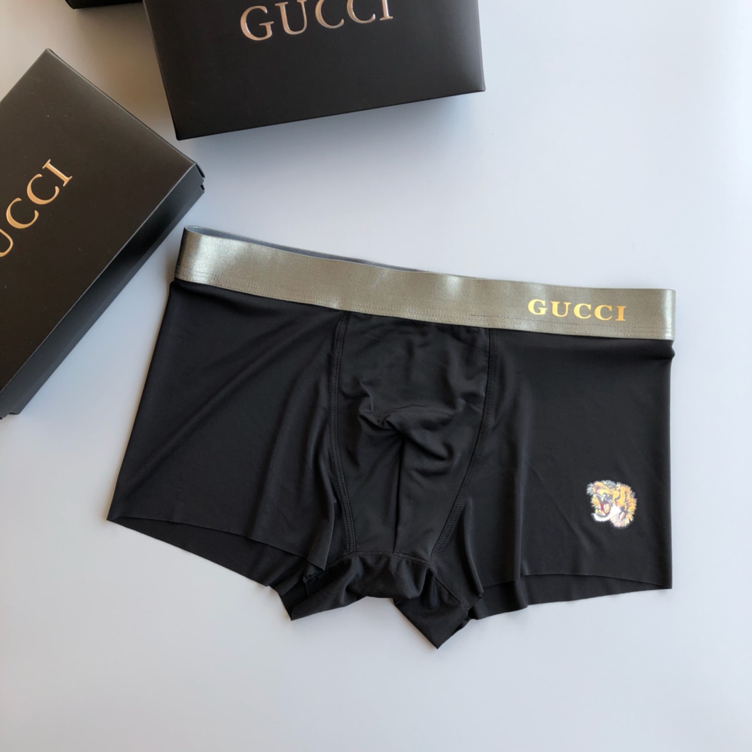  古奇GUCCI  男士盒装内裤 采用进口轻薄冰丝 轻薄透气丝滑 无痕裁剪 穿着无束缚感 触感柔软亲肤，