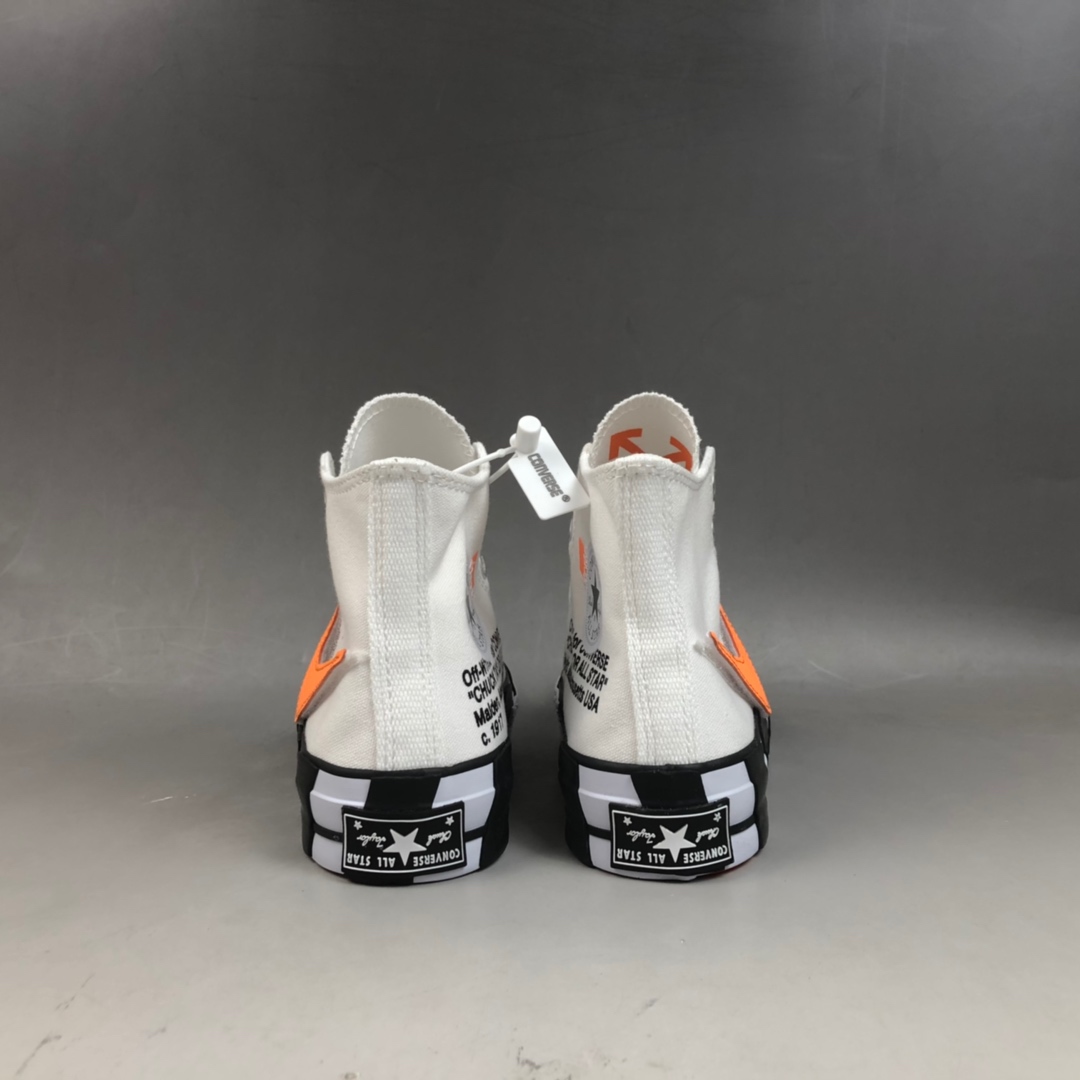 70 Off White x Converse Chuck 1970s 2.0 OW斑马白黑橘勾休闲硫化板鞋 163862C