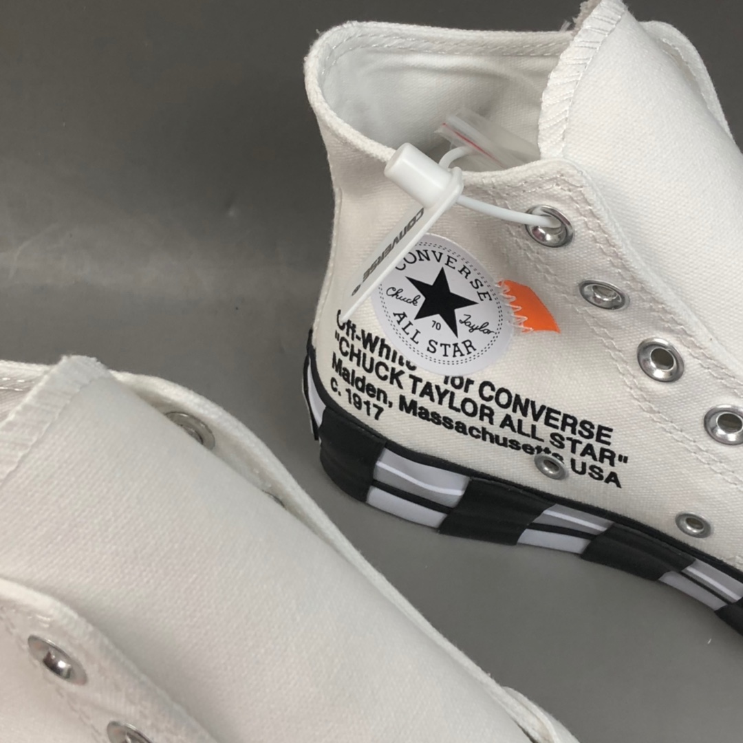 70 Off White x Converse Chuck 1970s 2.0 OW斑马白黑橘勾休闲硫化板鞋 163862C