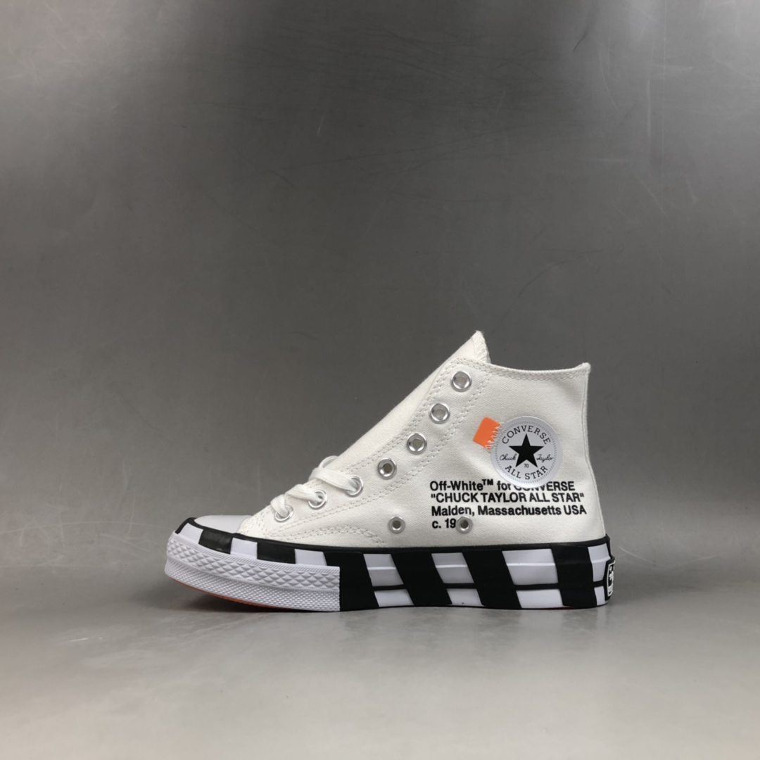 70 Off White x Converse Chuck 1970s 2.0 OW斑马白黑橘勾休闲硫化板鞋 163862C