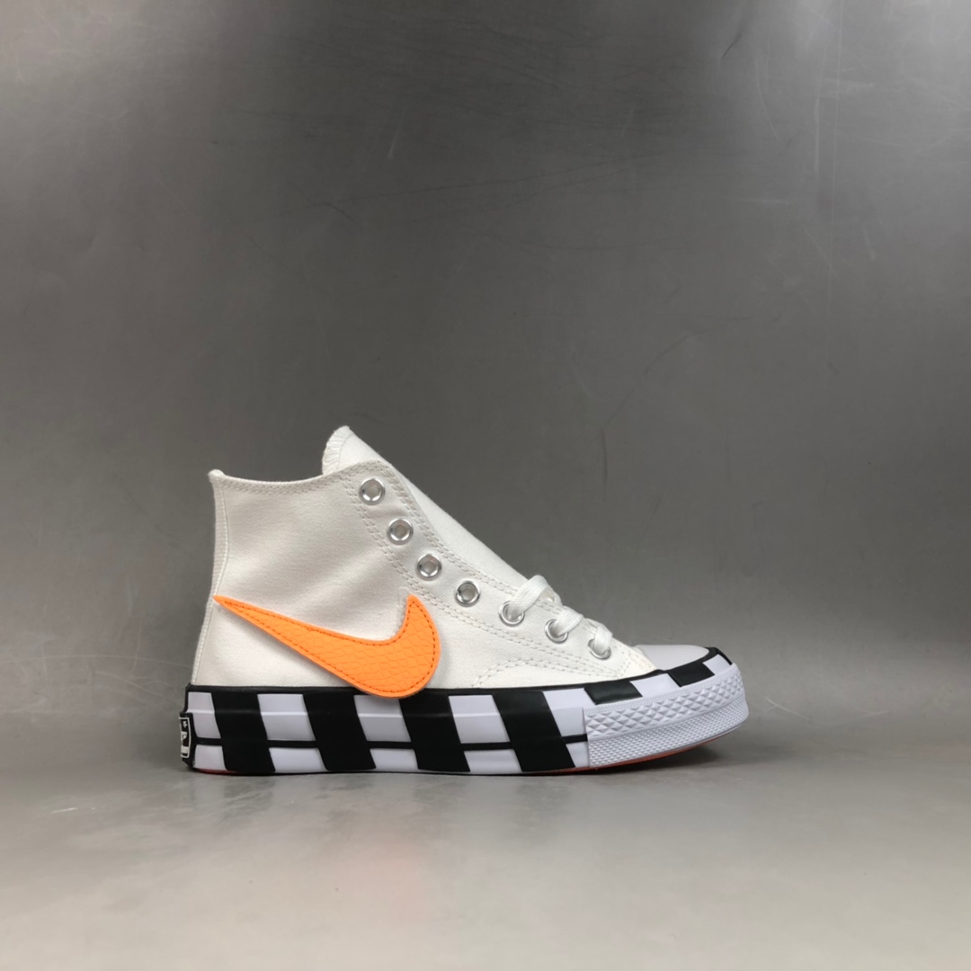 70 Off White x Converse Chuck 1970s 2.0 OW斑马白黑橘勾休闲硫化板鞋 163862C