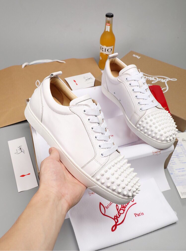 Christian Louboutin Skateboard Shoes Red Unisex Genuine Leather TPU Casual