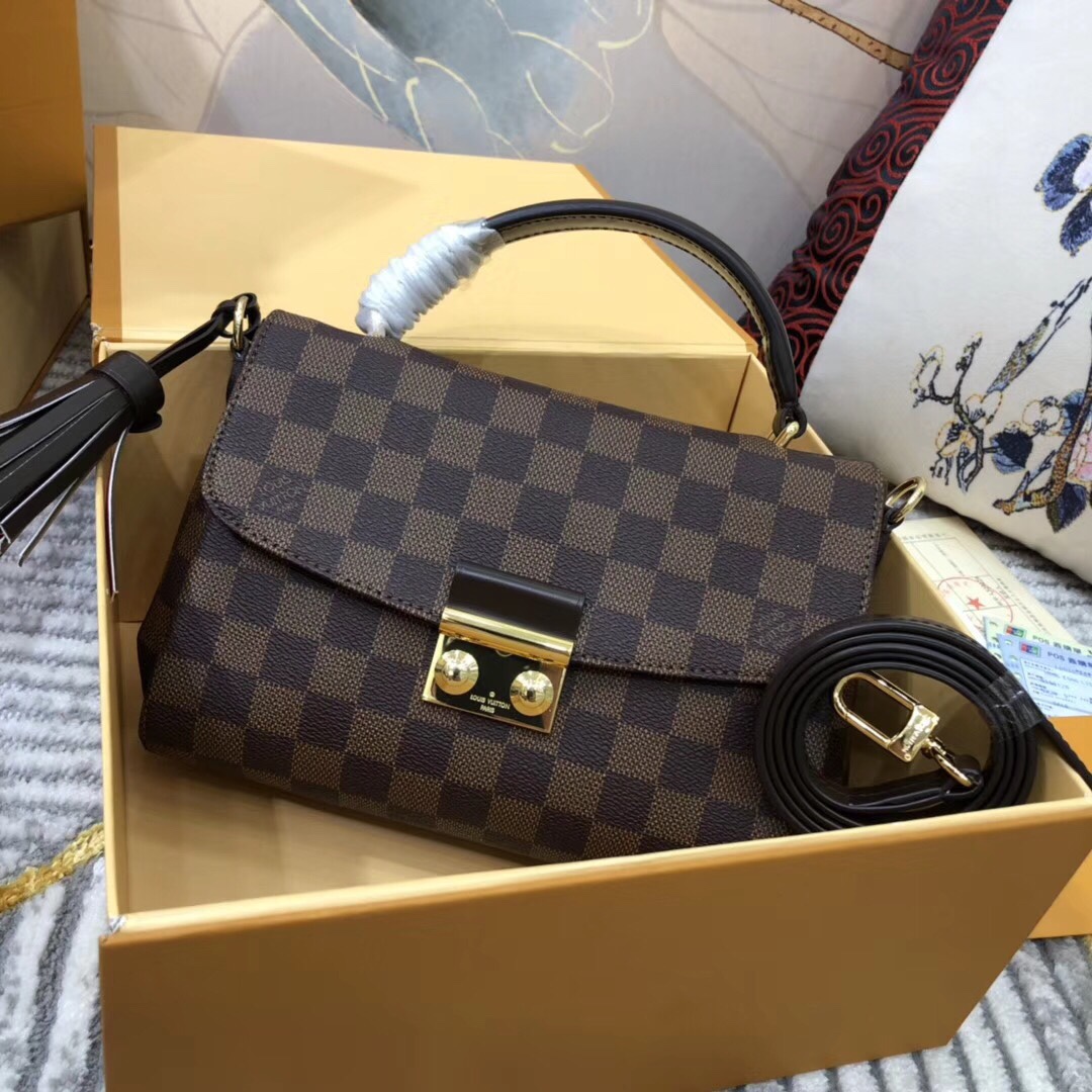 Louis Vuitton LV Croisette Bags Handbags Top 1:1 Replica
 Gold Damier Ebene Canvas Cowhide Casual N53000