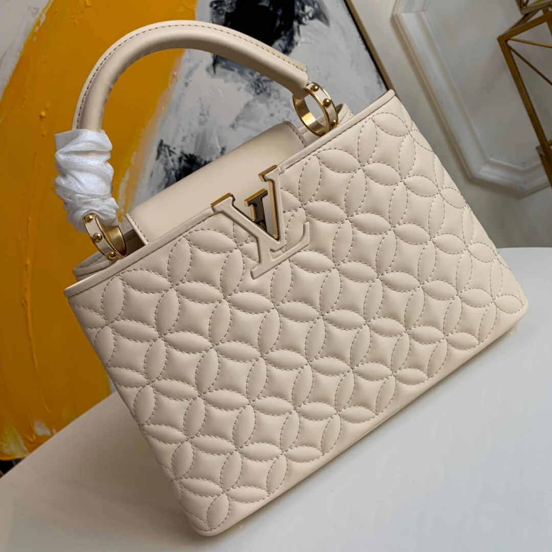 Louis Vuitton LV Capucines Bags Handbags White Sheepskin M55366