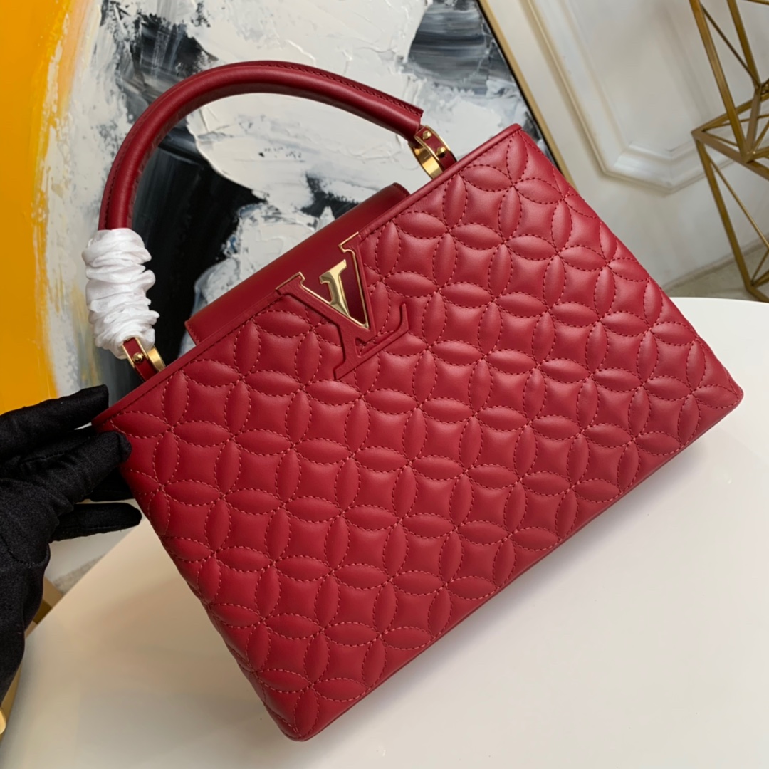 Best Quality Designer
 Louis Vuitton LV Capucines Bags Handbags Burgundy Red Sheepskin M55366