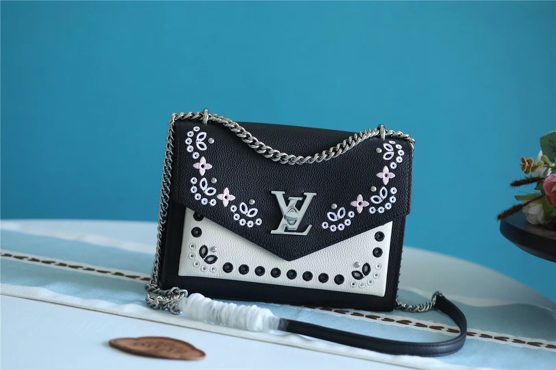 Louis Vuitton LV Mylockme BB Bags Backpack Handbags Pink White Embroidery Women Calfskin Cowhide Fashion M53954