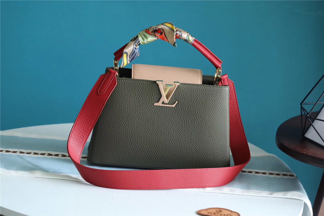 Luxury Shop
 Louis Vuitton LV Capucines Bags Handbags Dark Green Taurillon Spring Collection Fashion M55359