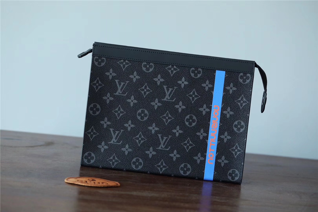 Louis Vuitton Buy Handbags Clutches & Pouch Bags Replica Designer
 Black Blue Grey Monogram Eclipse Canvas Pochette M61692