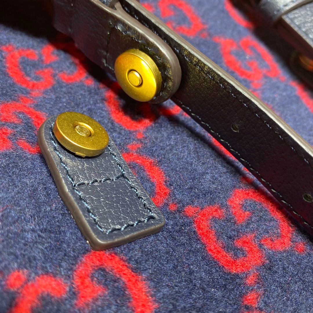 GUCCI古驰蓝色毛呢布双肩背包598184