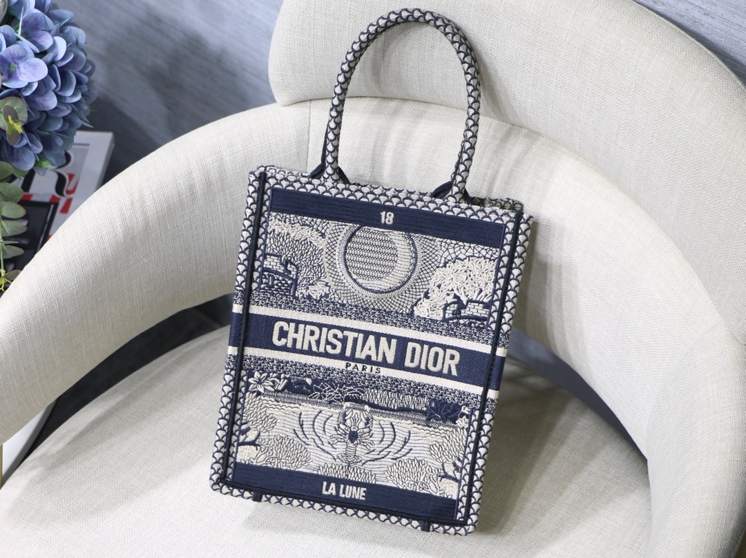 DIOR Vertical Book Tote Tarot Embroidery Handbag