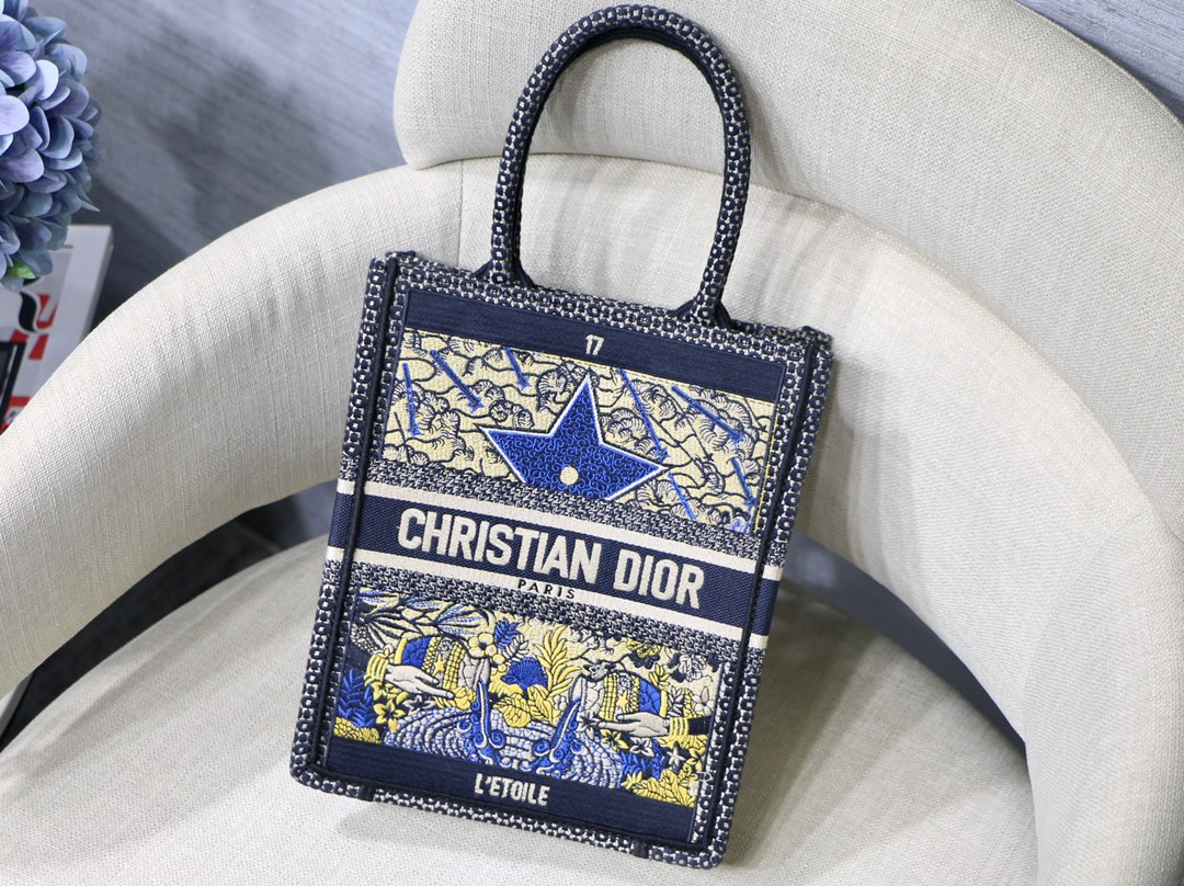 Dior Book Tote Vertical Tarot Embroidery Handbag