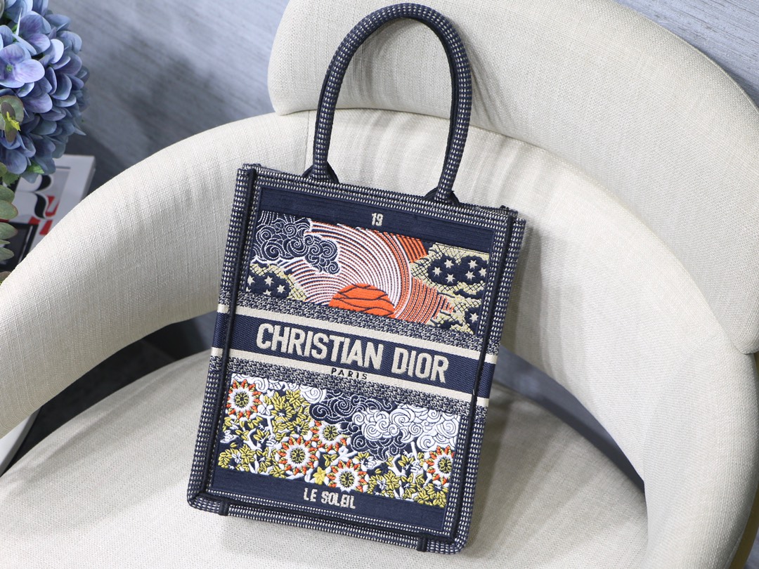 Dior Book Tote Vertical Tarot Embroidery Handbag