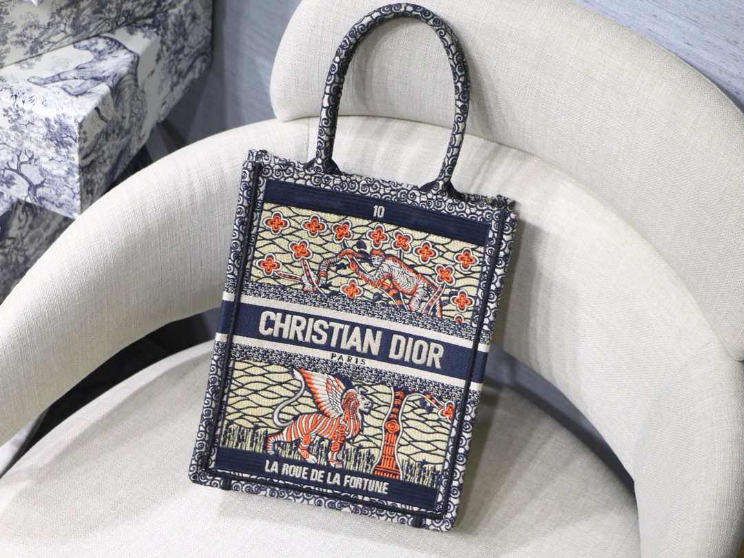 DIOR Book Tote Vertical Tarot Embroidery Tote Bag