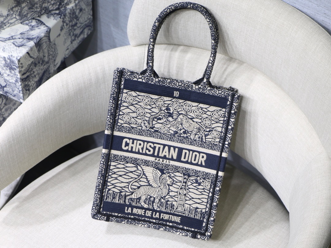 DIOR Book Tote Vertical Tarot Embroidery Handbag