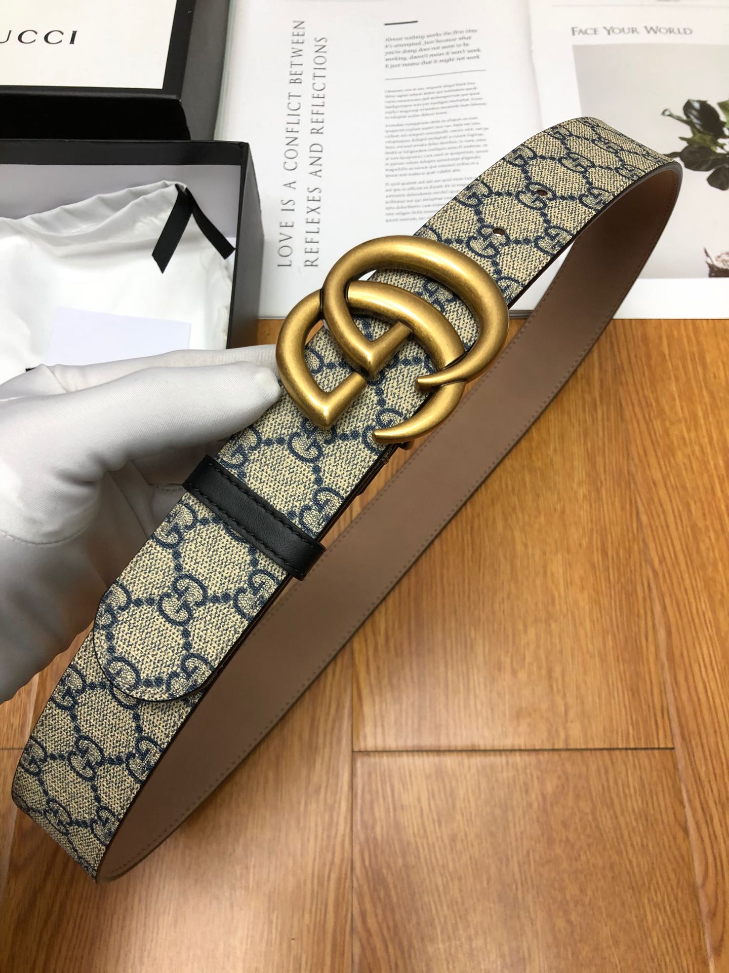 腰带皮带古驰原单面料内衬头层牛皮树膏
