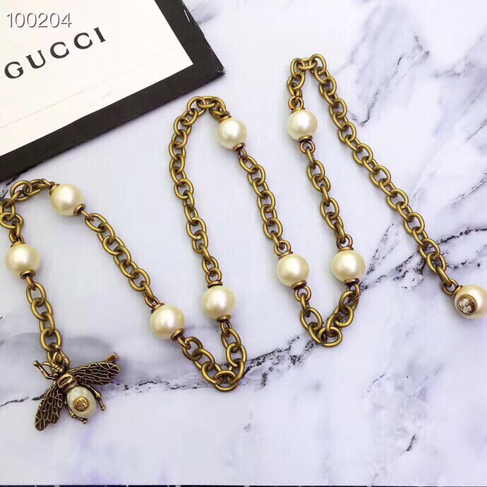 GUCCI 古驰 蜜蜂珍珠ネックレス・ウエストチェーン 多機能デザイン