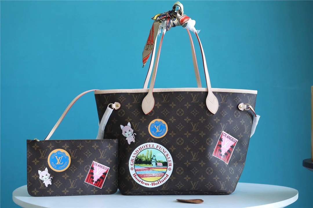 Louis Vuitton LV Neverfull Bags Handbags Canvas Fabric Vintage M60176