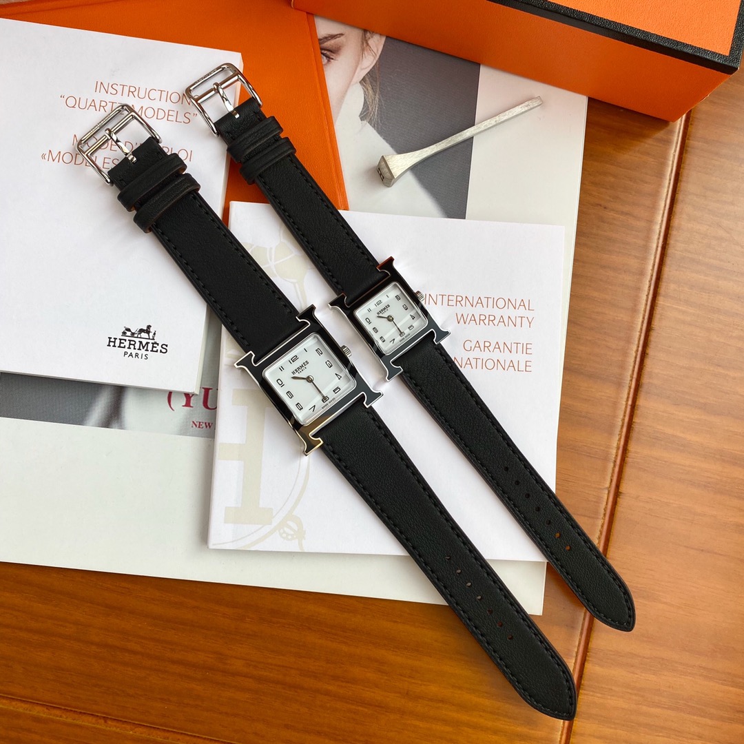 1:1 Replica Wholesale
 Hermes Watch Black Blue White Calfskin Cowhide Quartz Movement Strap