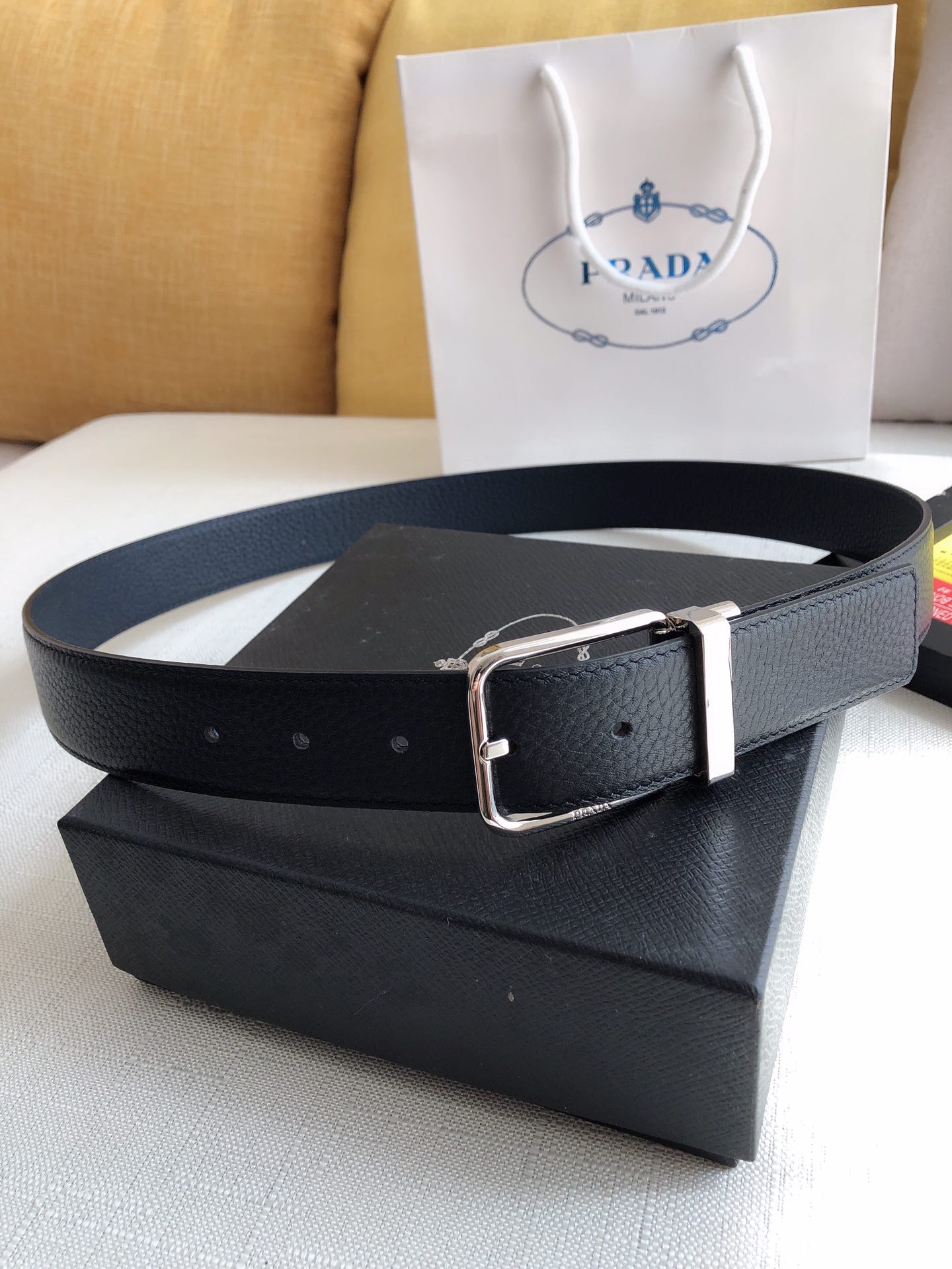 [Prada Belts]Brand: Prada Size: Bandwidth 384mm Genuine SizeHardware mater