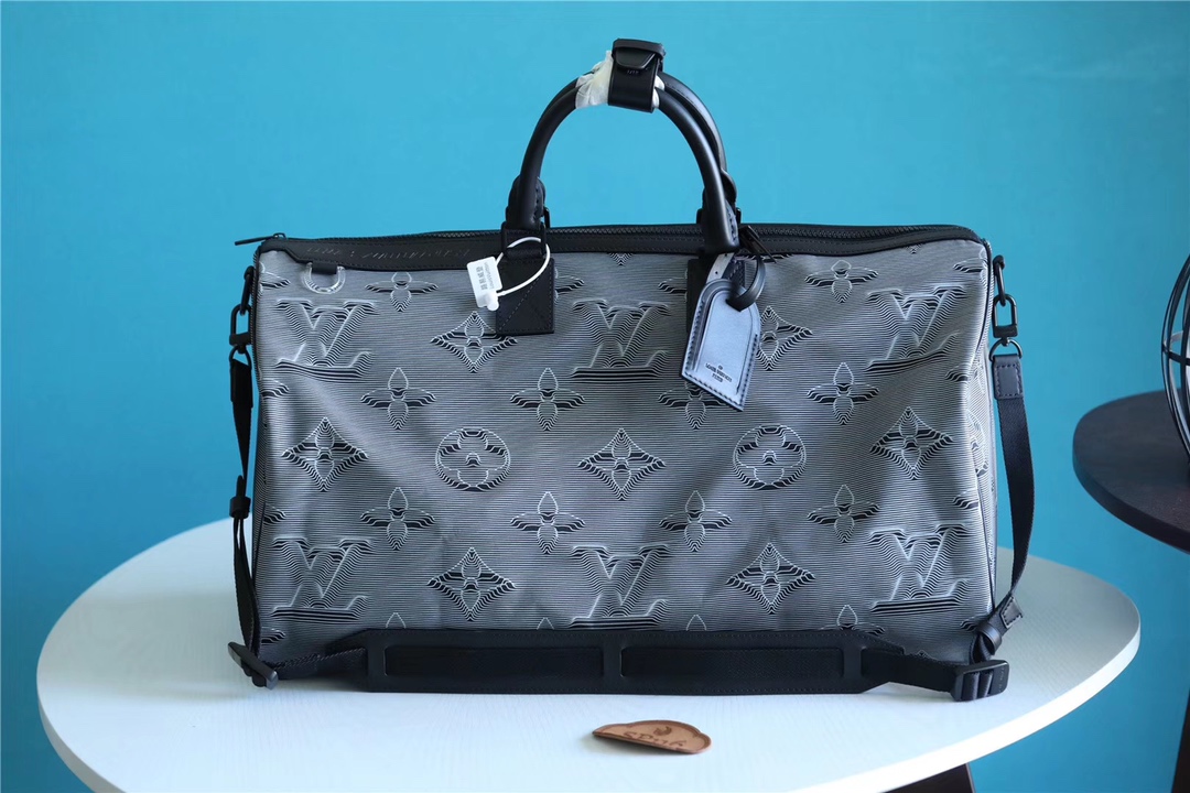 Louis Vuitton LV Keepall Travel Bags Black Silver Men Fashion M44939