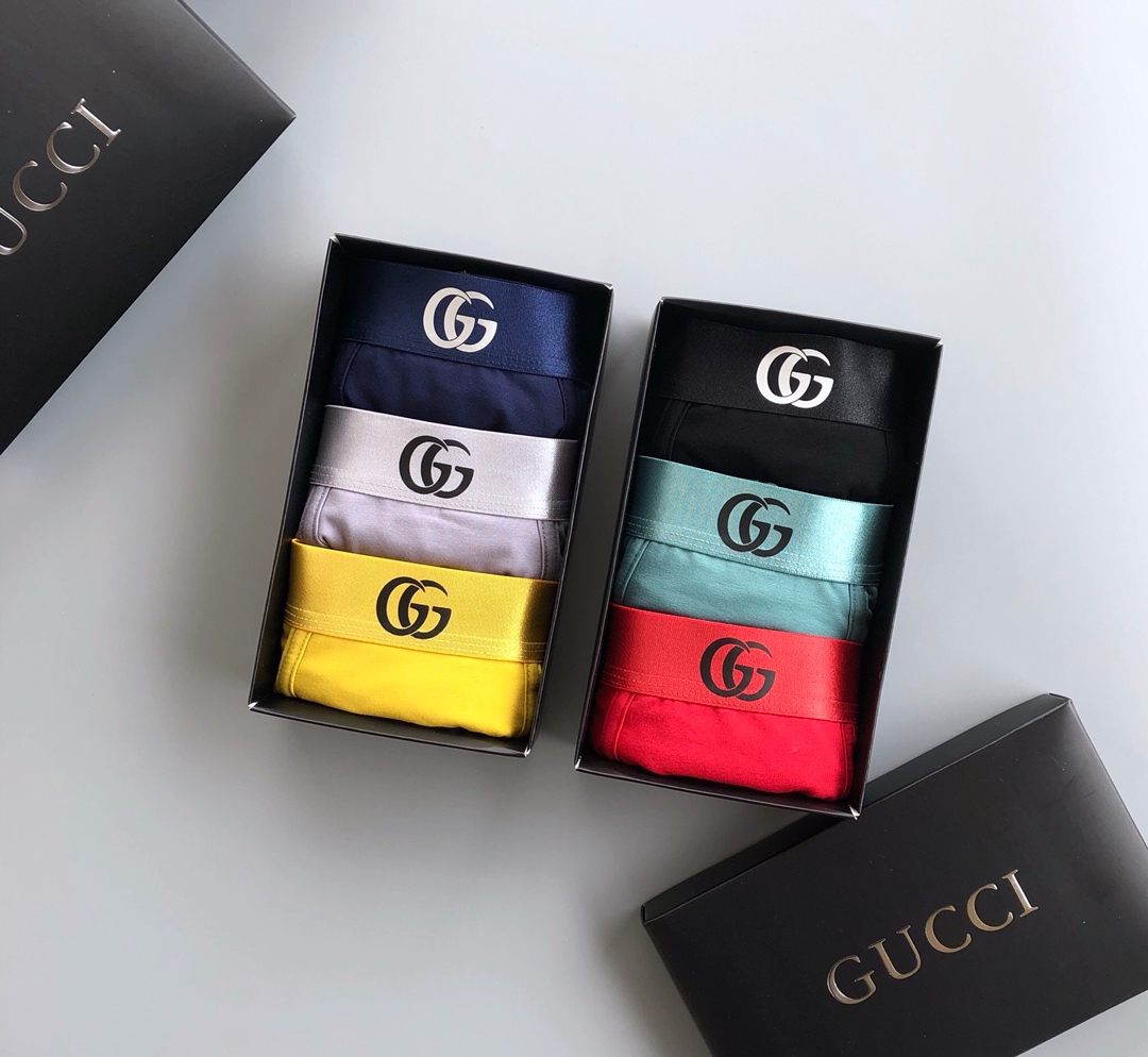  GUCCI 古奇 经典之作 男士盒装精品内裤 ！时尚百搭款！外贸公司合作订单  舒适男士内裤 科学配 